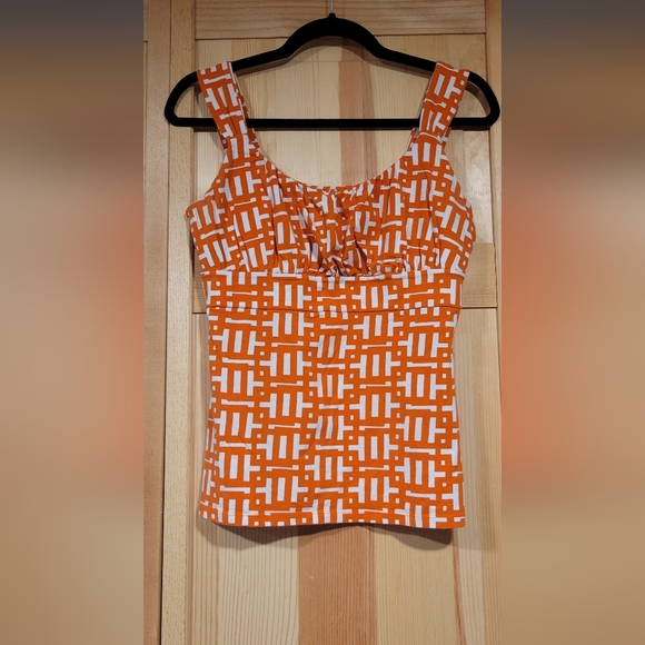 Ann Taylor Tops - 🛍 Ann Taylor Orange Block Print Size S